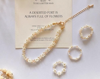 Taro Milk Tea Beaded Bracelet: Kawaii Pearl Bubble Tea Charm