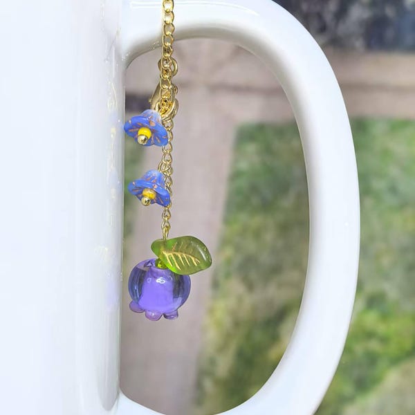 フルーツタンブラーチャーム：手作りのブルーベリー、レモン、ストロベリーのスタンレーアクセサリー