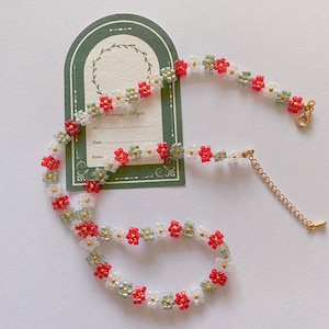Rose Flower Beaded Choker,Rose Floral Necklace, Aesthetic Flower Jewelry, Bridgerton Jewellery, Birthday Gift for Her
