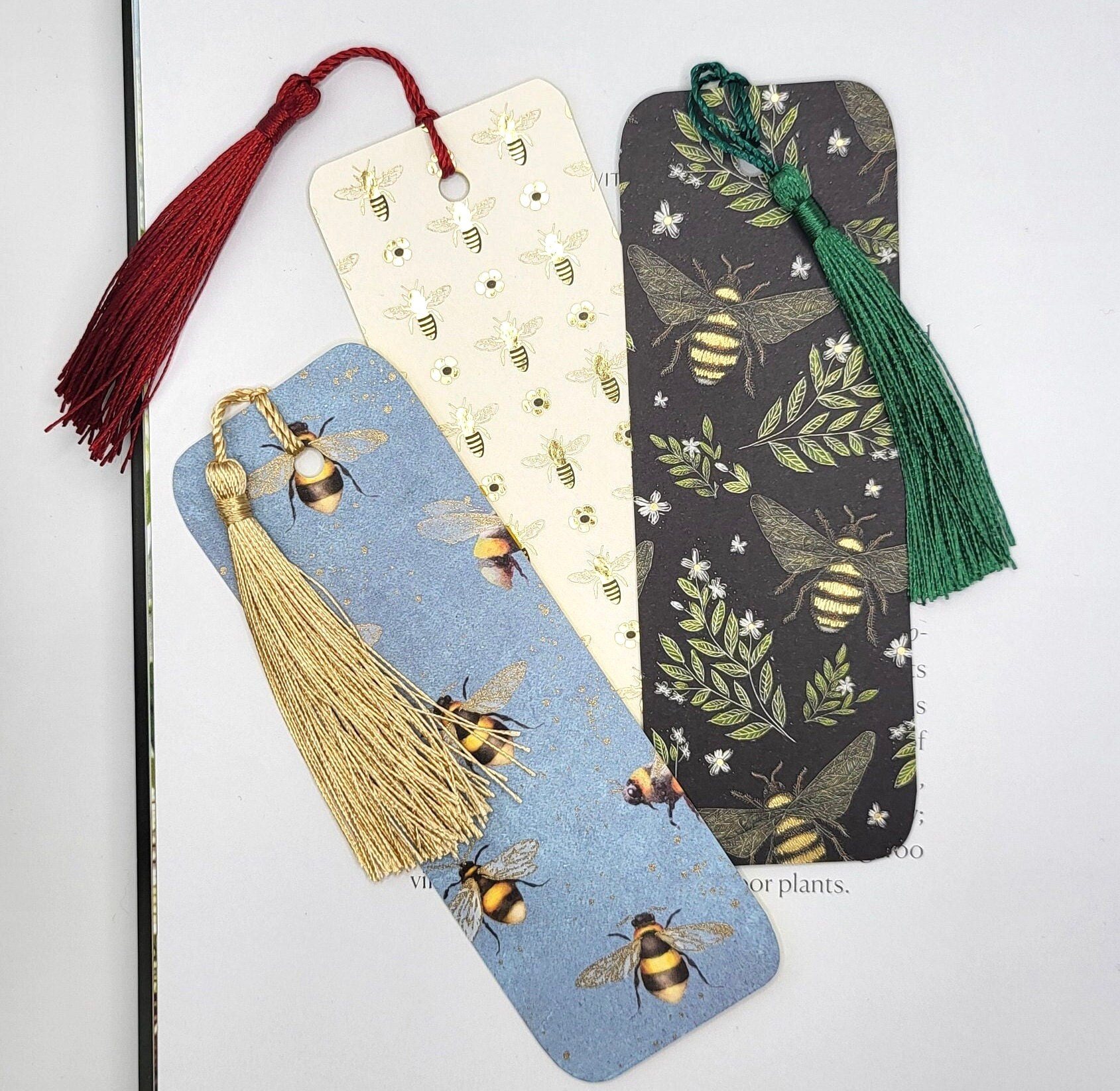 Handmade Bee Bookmark Set With Tassels: Handmade Book Lover Gift, Extra ...