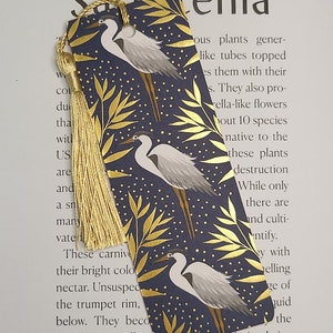 Heron Bookmark with Tassels, with laminated option