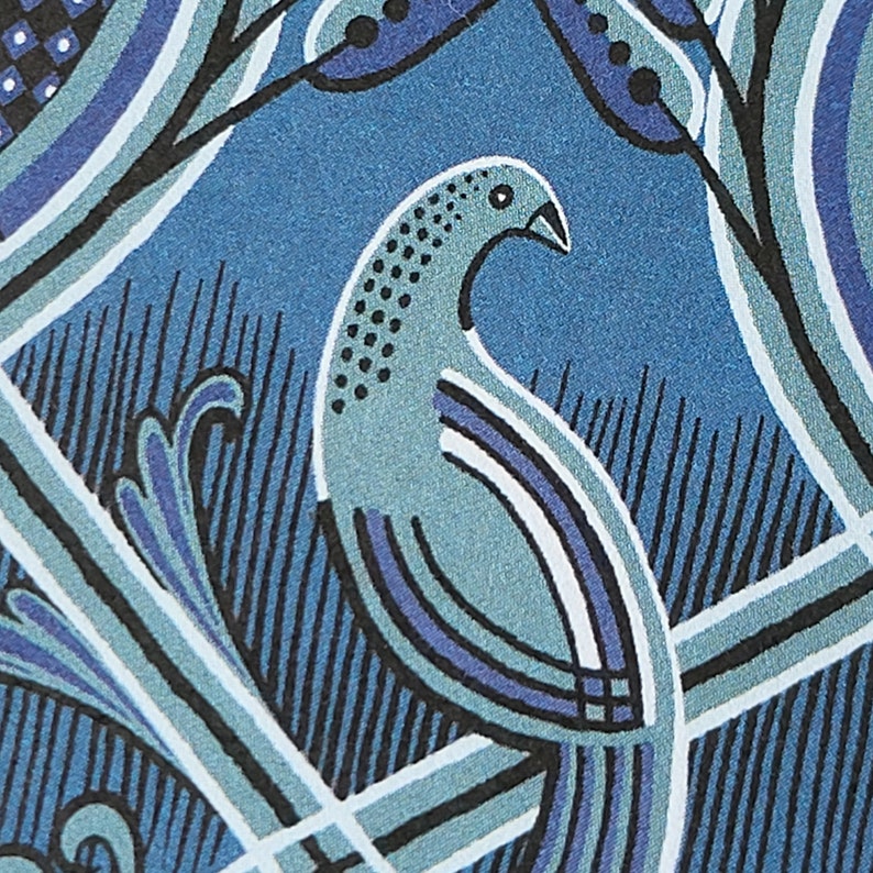 Blue Bird Bookmark in Art Deco Design Optional Lamination, Great for