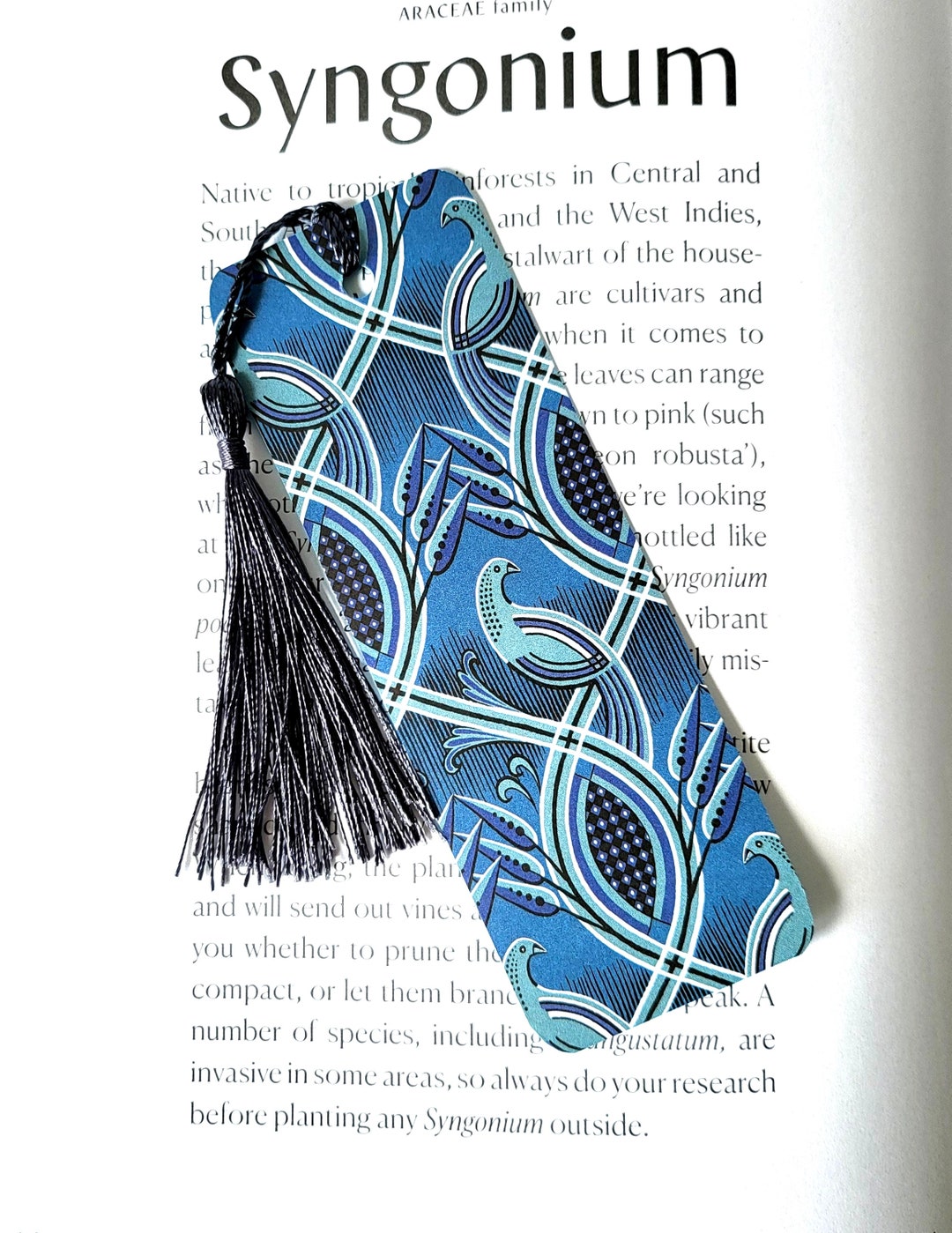 Blue Bird Bookmark in Art Deco Design Optional Lamination, Great for