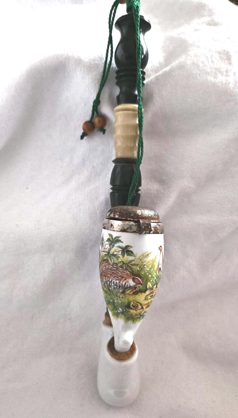 Vintage Hunter's Pipe, Bavarian Porcelain Pipe With Hunting Motif
