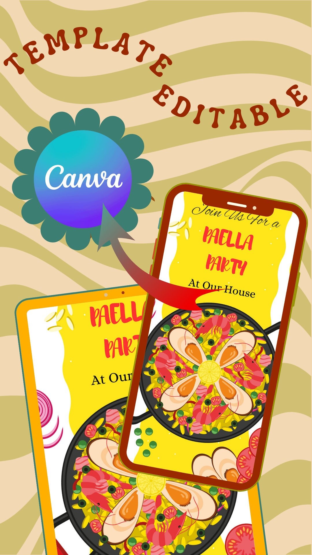 Paella Party Invitation Template Dinner Party Invitation Etsy