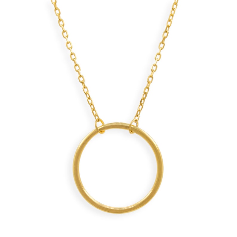 Circle Charm Necklace With White Cubic Zirconia 925 Sterling Etsy