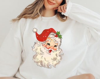 Retro Santa Shirt, Vintage Santa Sweatshirt, Holiday Santa Shirt, Christmas Pajamas, Retro Christmas Shirt