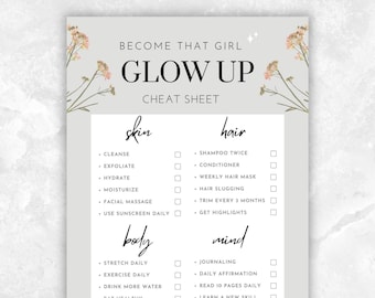 GLOW UP Template, Skincare Template, Workout Journal, Goal Planner Page, Self Help Journal, DIGITAL Download Printable Templates