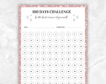 100 Day Habits Challenge Printable Template | 100 Day Habits for new habits A4 | Template to tick