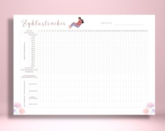 Cycle calendar to print, cycle tracker for the period, NFP curve, pregnancy curve, for the woman's cycle, cycle sheet NFP