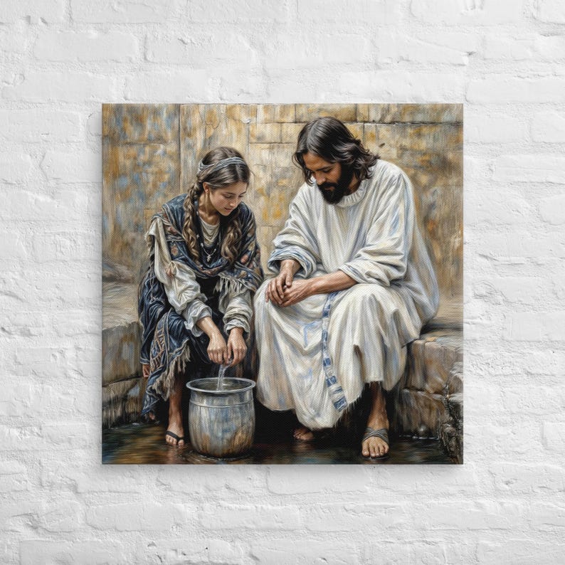 Jesus and the Samaritan Woman Canvas Art: Biblical Scene - Etsy