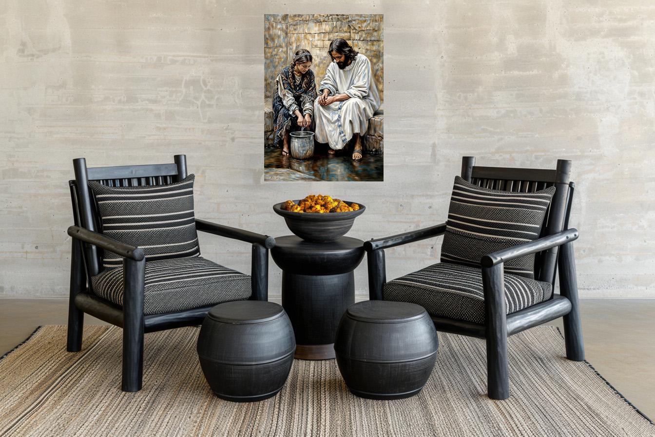Jesus and the Samaritan Woman Canvas Art: Biblical Scene - Etsy