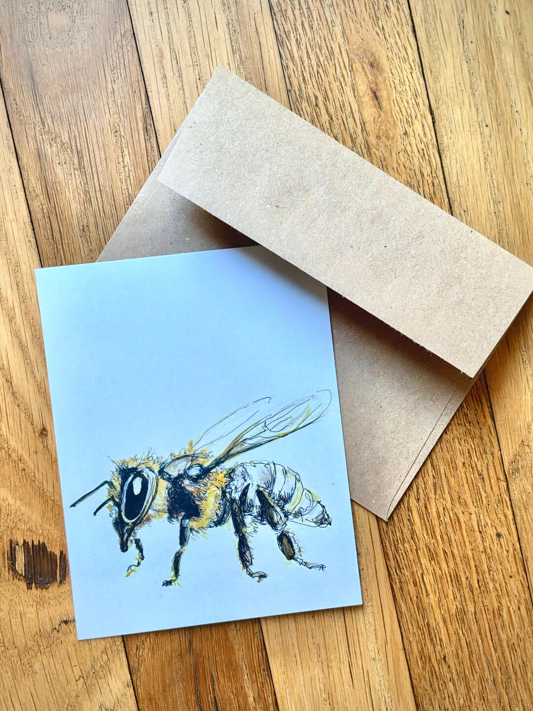 Bee Illustration Card With Envelope - Etsy