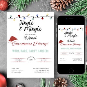 Jingle and Mingle,Office Christmas Party Invitation,Work Christmas Party Invitation,Work Holiday Party Invite,Corporate Holiday Party Invite