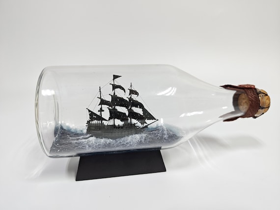 帆船ガラスプリント ガラス海賊船帆船希望ドリフトボトルのホームオフィスのインテリア