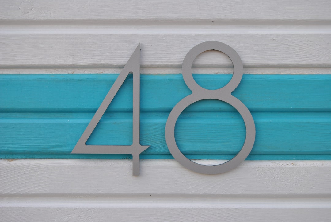 5 Inch Silver House Numbers Contemporary Door Address Plaque Etsy