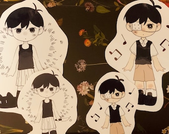 OMORI - Set de pegatinas de Omori y Sunny (¡y Mewo!) // 2 pegatinas impermeables
