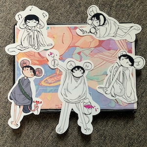 Cute Mouse Stickers 1pc - Choice of 5 Designs! / Waterproof & Glossy