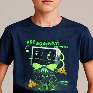 Vee Against the World Tee, Dandy&#39;s World Graphic Tshirt, trendy Kids Shirt, Gift for Teenagers, Roblox, Video Game, Youth Short Sleeve Tee