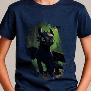 Krokmou Brodé Tshirt Dessin Animé Film Chemise Dragons Broderie Chemise Comment Entraîner Votre Dragon Chemise Cadeaux, Krokmou Night Fury, Disney