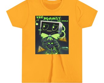 Vee Against the World Tee, Dandy's World Graphic Tshirt, trendy Kids Shirt,  Gift for Teenagers, Roblox, Video Game, Youth Short Sleeve Tee
