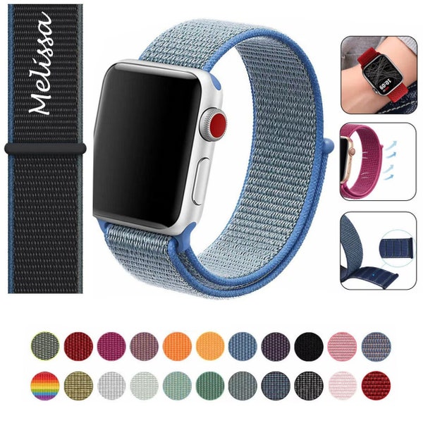 Nylon Sport Loop Replacement Band Personalised Strap For Apple Watch Series 7 6 5 4 3 2 1 Compatible With Apple Watch 38/40/41mm 42/44/45mm