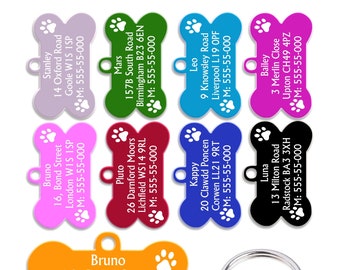 Dog Tag Dog Collar Tag Personalized Cat Tag Custom ID Tag Dog ID Tag Dog Name Tag Engraved Pet Tag Cat Name Tag Dog Gift Steel Bone Tag