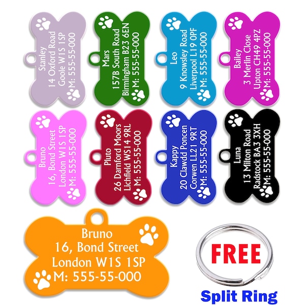 Dog Tag Dog Collar Tag Personalized Cat Tag Custom ID Tag Dog ID Tag Dog Name Tag Engraved Pet Tag Cat Name Tag Dog Gift Steel Bone Tag