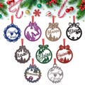 Personalised Christmas Tree Decoration Glitter Bauble Tag Name Gift Hanging, Custom Christmas Ornament Name Tag Xmas Baubles