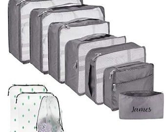 Cubes d'emballage de voyage, ensemble de sacs de rangement pour bagages de voyage, sac essentiel de voyage pour vêtements, chaussures, cosmétiques, articles de toilette, 10 pièces
