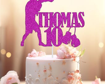 Personalized Boxing Cake Topper: Glitter Birthday Party Decoration