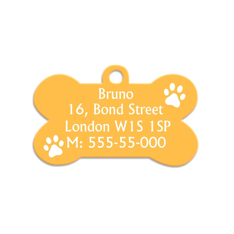 Dog Tag Dog Collar Tag Personalized Cat Tag Custom ID Tag Dog ID Tag Dog Name Tag Engraved Pet Tag Cat Name Tag Dog Gift Steel Bone Tag Gold