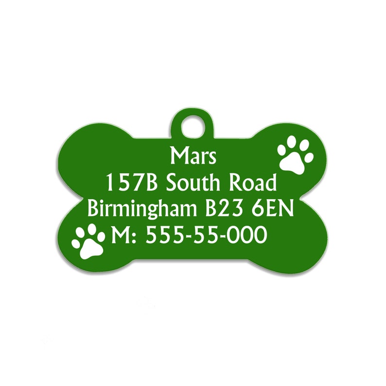 Dog Tag Dog Collar Tag Personalized Cat Tag Custom ID Tag Dog ID Tag Dog Name Tag Engraved Pet Tag Cat Name Tag Dog Gift Steel Bone Tag Green