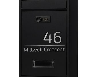 Personalised Letter Box, Post Box, Custom Mailbox, Letter Box, Compact Design,  Wall-Mounted , Steel Lockable With Three Digit Code