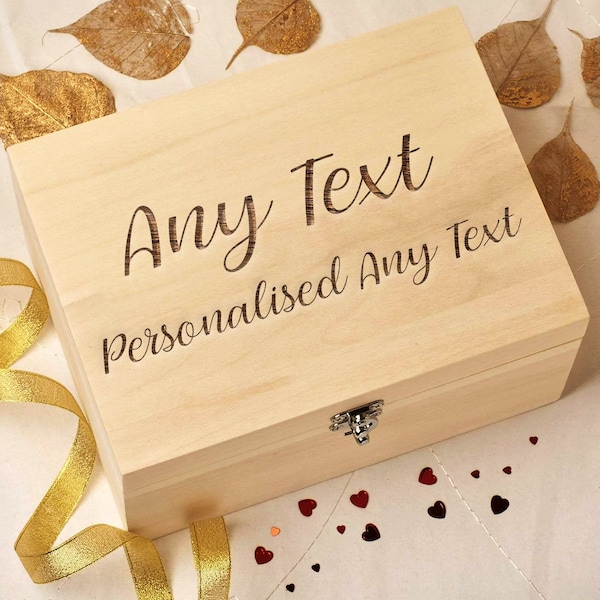 Personalised Wooden Keepsake Box | Personalised Memory Box Unique Gift for Wedding Anniversary Birthday New Born Baby - With Any Custom Text
