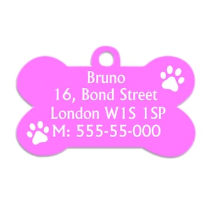 Dog Tag Dog Collar Tag Personalized Cat Tag Custom ID Tag Dog ID Tag Dog Name Tag Engraved Pet Tag Cat Name Tag Dog Gift Steel Bone Tag Light Pink