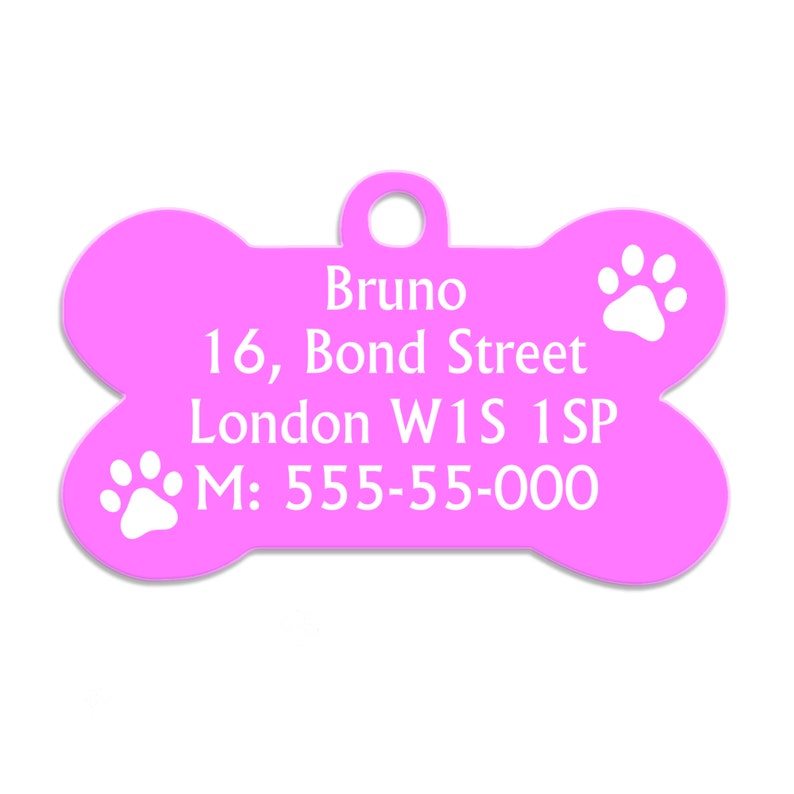 Dog Tag Dog Collar Tag Personalized Cat Tag Custom ID Tag Dog ID Tag Dog Name Tag Engraved Pet Tag Cat Name Tag Dog Gift Steel Bone Tag Light Pink