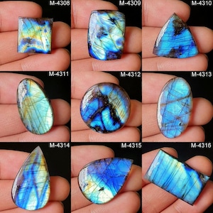 Pierres précieuses de labradorite naturelle, cabochon de labradorite, poli, dos plat, cristal de labradorite multicolore pour bijoux artisanaux DIY