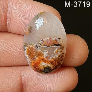 Natural Flame Agate Cabochon, Flat Back Gemstone, DIY Jewelry