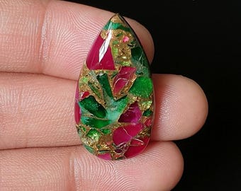 Ruby Emerald with copper Cabochon, Natural Gemstone for DIY Jewelry