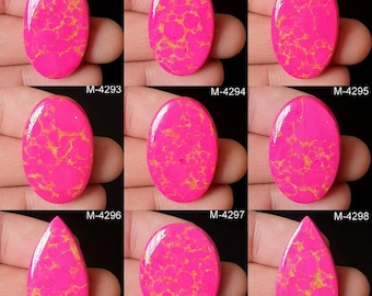 Cabujón de turquesa de cobre rosa, piedra preciosa con parte posterior plana