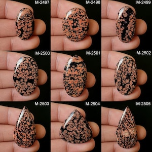 Natural Flower Obsidian Gemstone, Wholesale Flower Obsidian Cabochons, Loose, Flat Back, Obsidian For Making DIY ART CRaft Jewellery