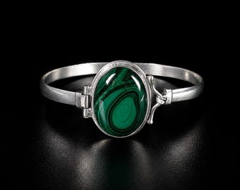 Natural Malachite Cuff Bracelets | Handcrafted Silver Plated Jewelry
