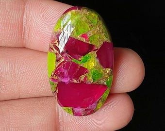 Ruby Peridot with Copper Cabochon, Natural Gemstone for DIY Jewelry