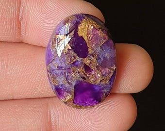 Cabujón de gema de amatista de cobre, piedra pulida para joyería DIY