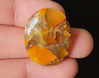 Yellow Sapphire Copper Cabochon, Flat Back Gemstone, DIY Jewelry Making
