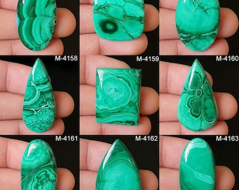 Cabujón de malaquita natural, piedra preciosa de base plana, fabricación de joyas DIY