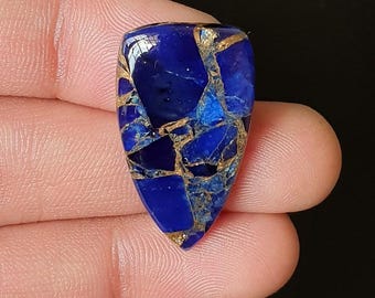 Cabujón de cobre de zafiro azul, piedra preciosa con base plana, para hacer joyas DIY