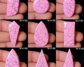 Piedra preciosa turquesa rosa, cabujón turquesa rosa, parte trasera plana, cristal para hacer joyería artesanal.