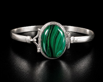 Natural Malachite Cuff Bracelets | Handcrafted Silver Plated Jewelry